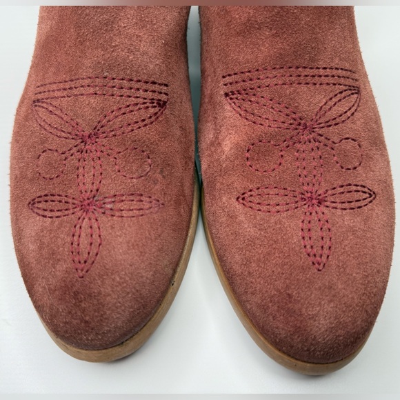 Sundance Lola Whipstitched Boots in Rust Suede EU 39/US 8.5 Cut Out Embroidered - Picture 6 of 16